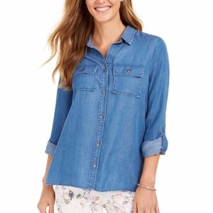 NWT Charter Club Ladies Denim Utility Shirt